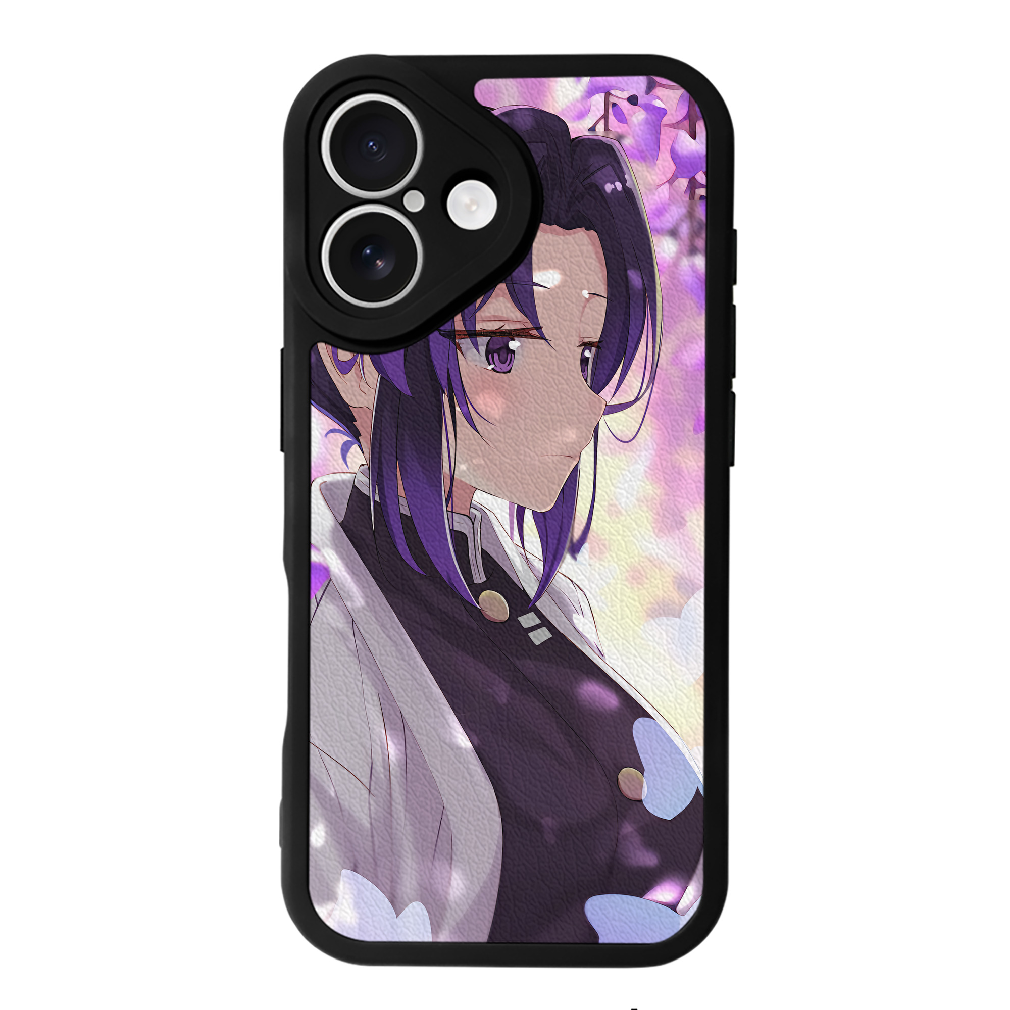 （画像用） 鬼滅の刃（きめつのやいば）蟲柱-胡蝶 しのぶ／こちょう しのぶ Kochou Shinobu 【iPhone 16シリーズ対応】シリコンスマホケース（レザー調） 材質：シリコン